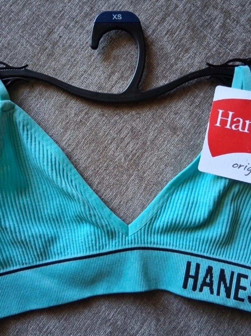 Hanes Turquoise Ribbed Wireless Bralette Size XS